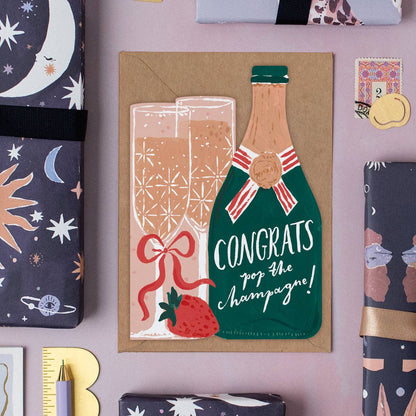 Pop The Champagne Congratulations Card | Sister Paper Co.