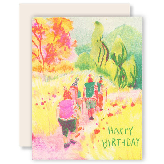 Birthday Hikers - Birthday Risograph Card