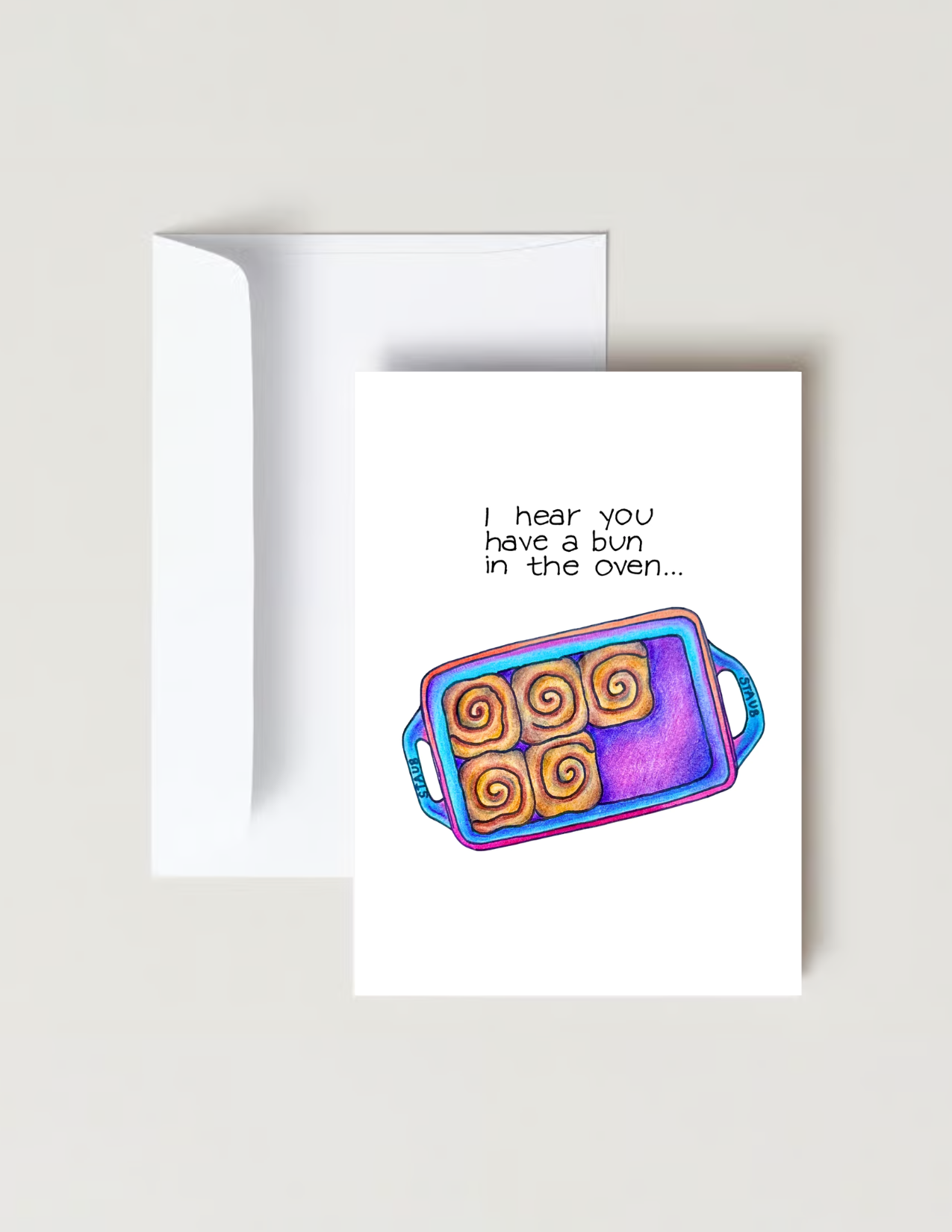 Cinnamon Bun In The Oven Baby Card