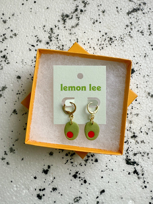 Olive Huggie Earrings- Lemon Lee Studio