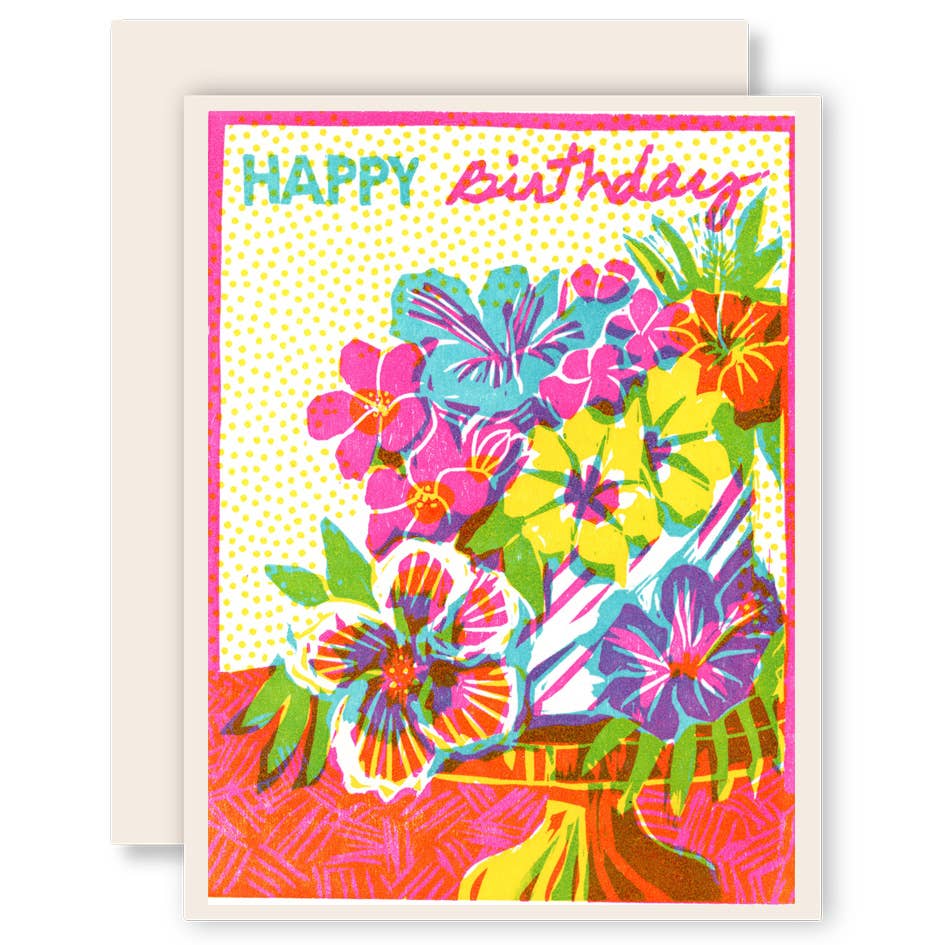 Tropical Floral Cake Letterpress Card