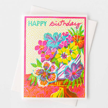 Tropical Floral Cake Letterpress Card