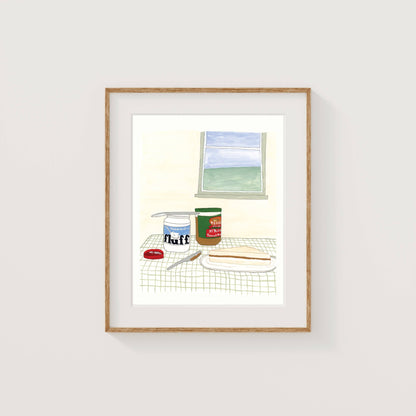 Fluffernutter Tablescape Art Print| Gouache and Ink: 8"x10"