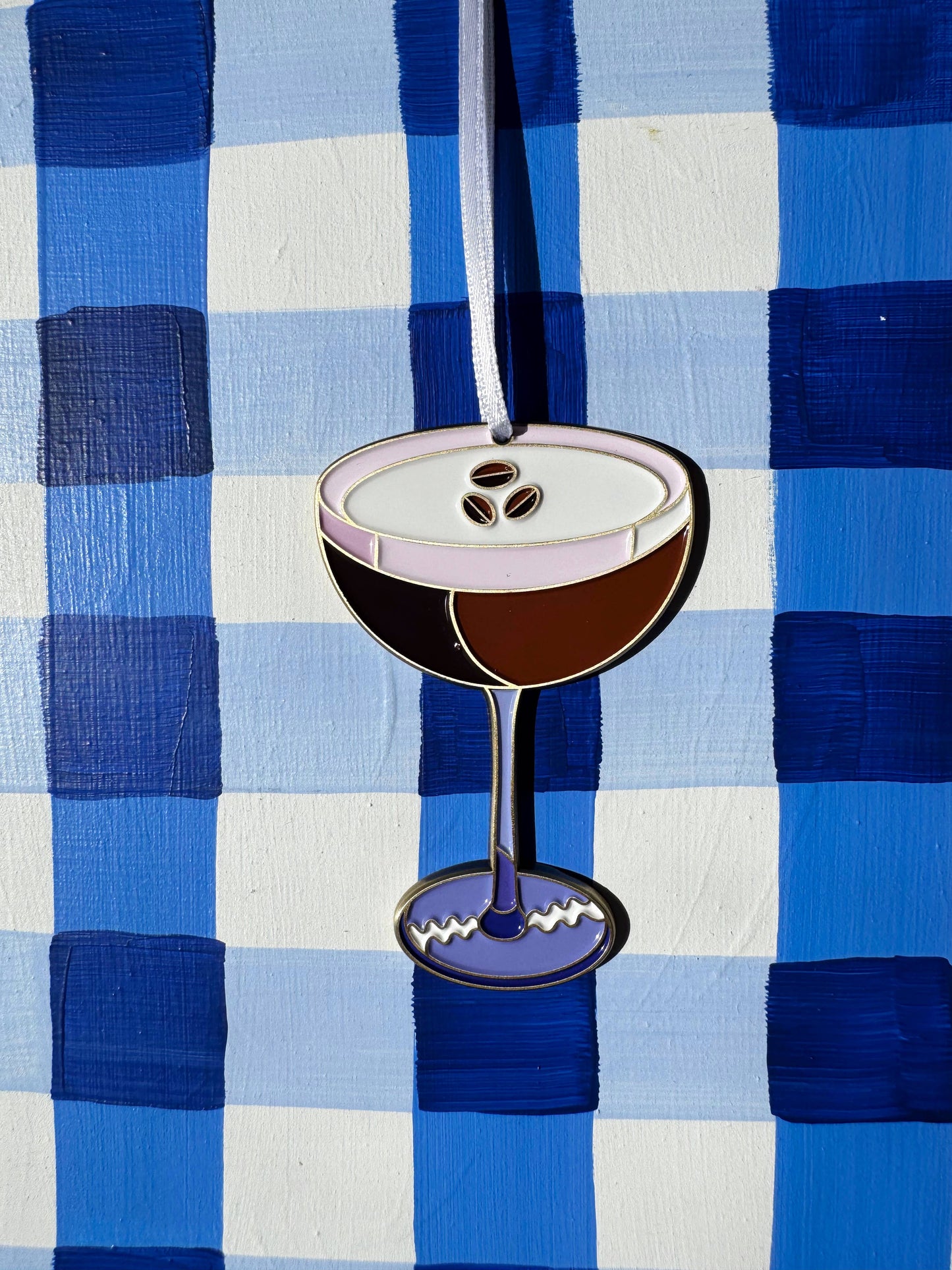 Espresso Martini Christmas Ornament - Enamel and Metal
