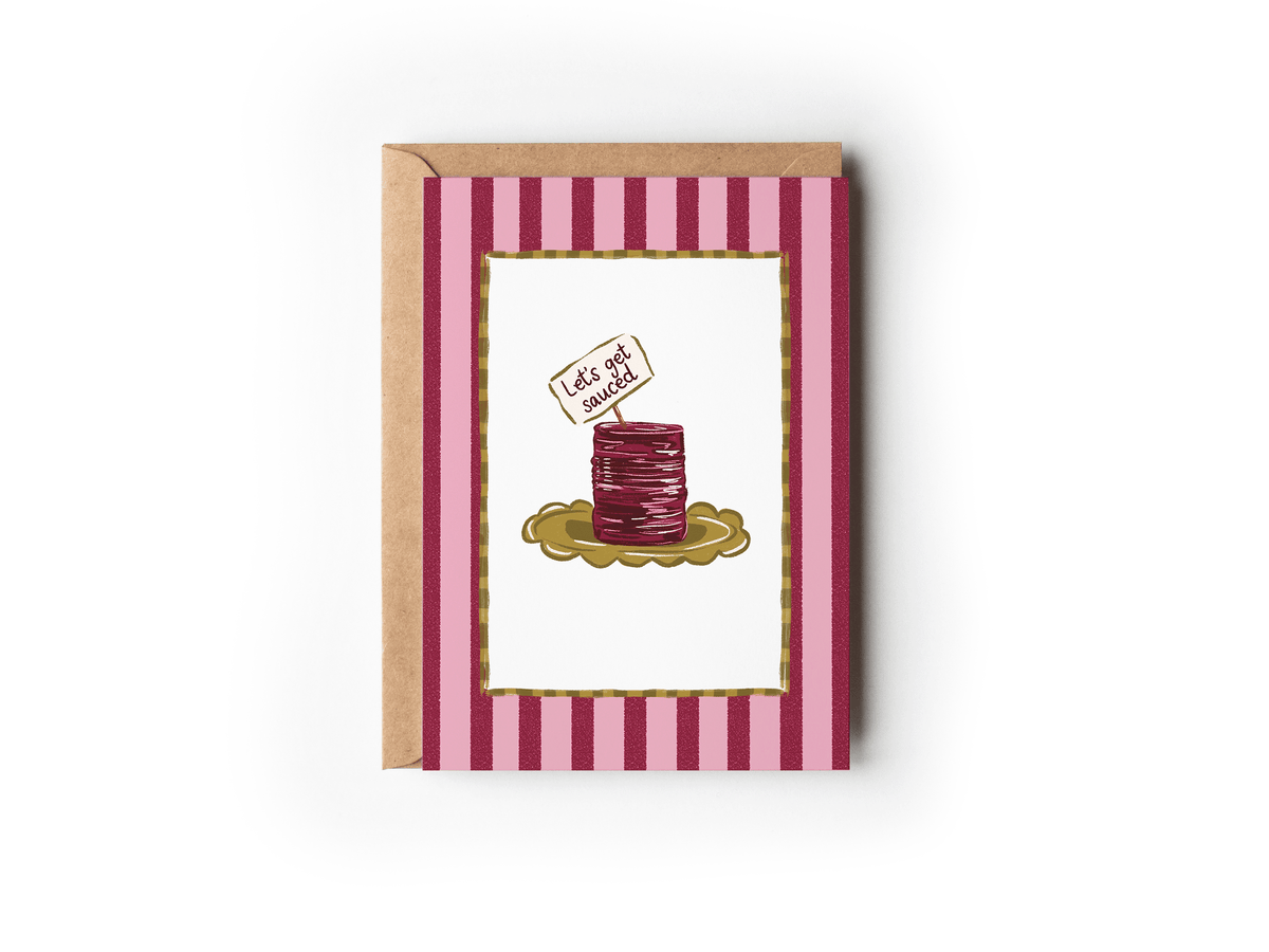 Let's Get Sauced Cranberry Thanksgiving Fall Greeting Card