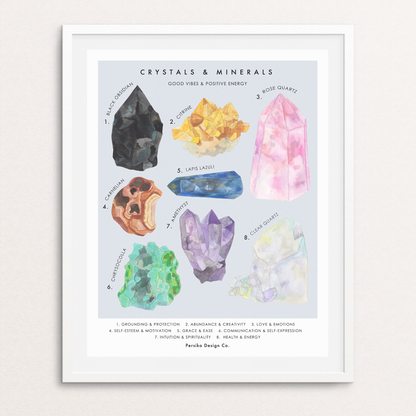 Persika Design Co. - Crystals and Minerals Art Print: 11x14"