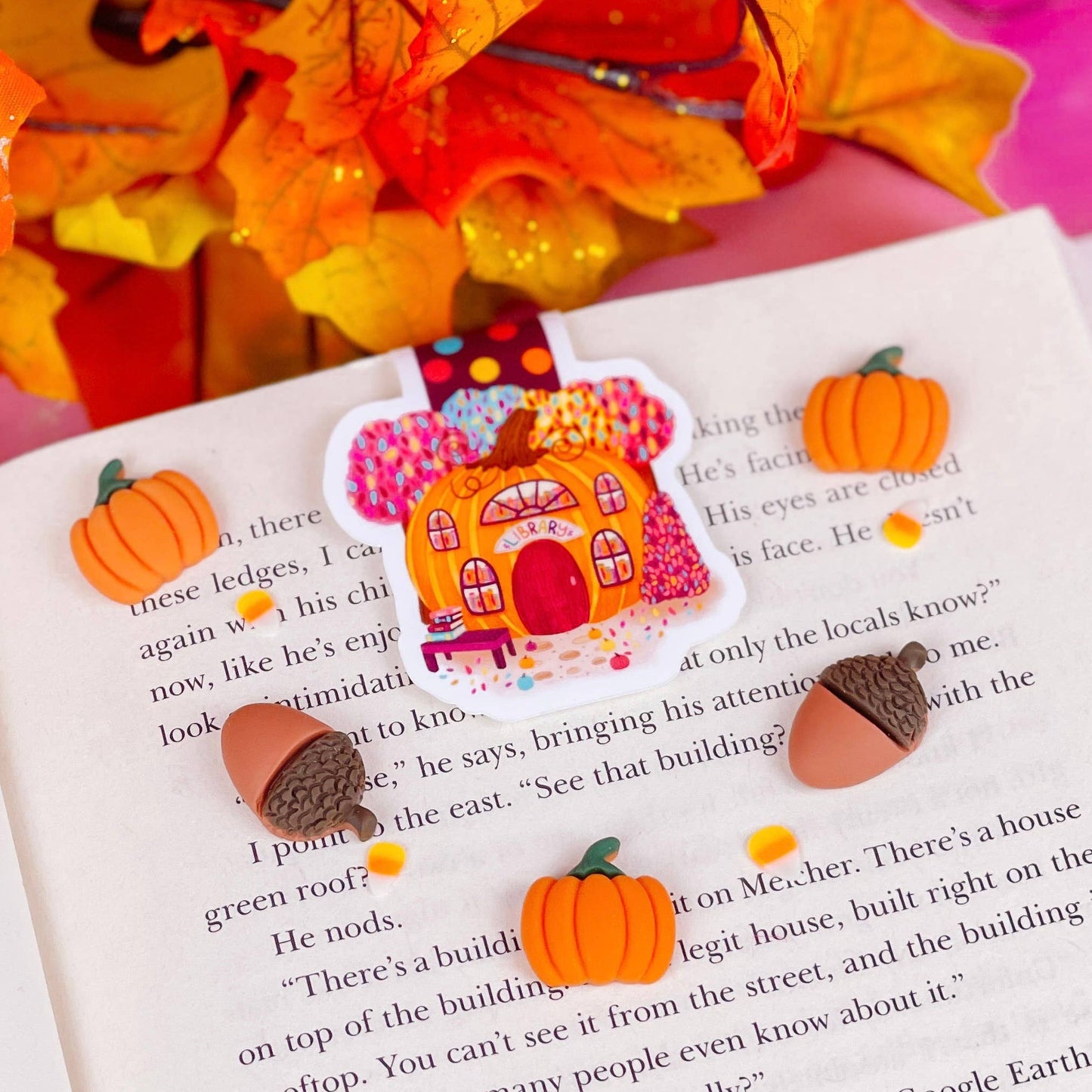 Pumpkin Library Magnetic Bookmark