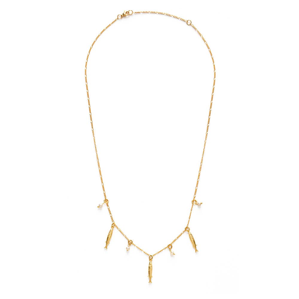 Tiny Fish and Pearl Necklace