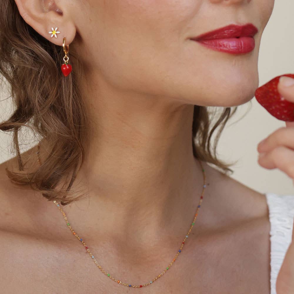 Multi Colored Enamel Chain Necklace