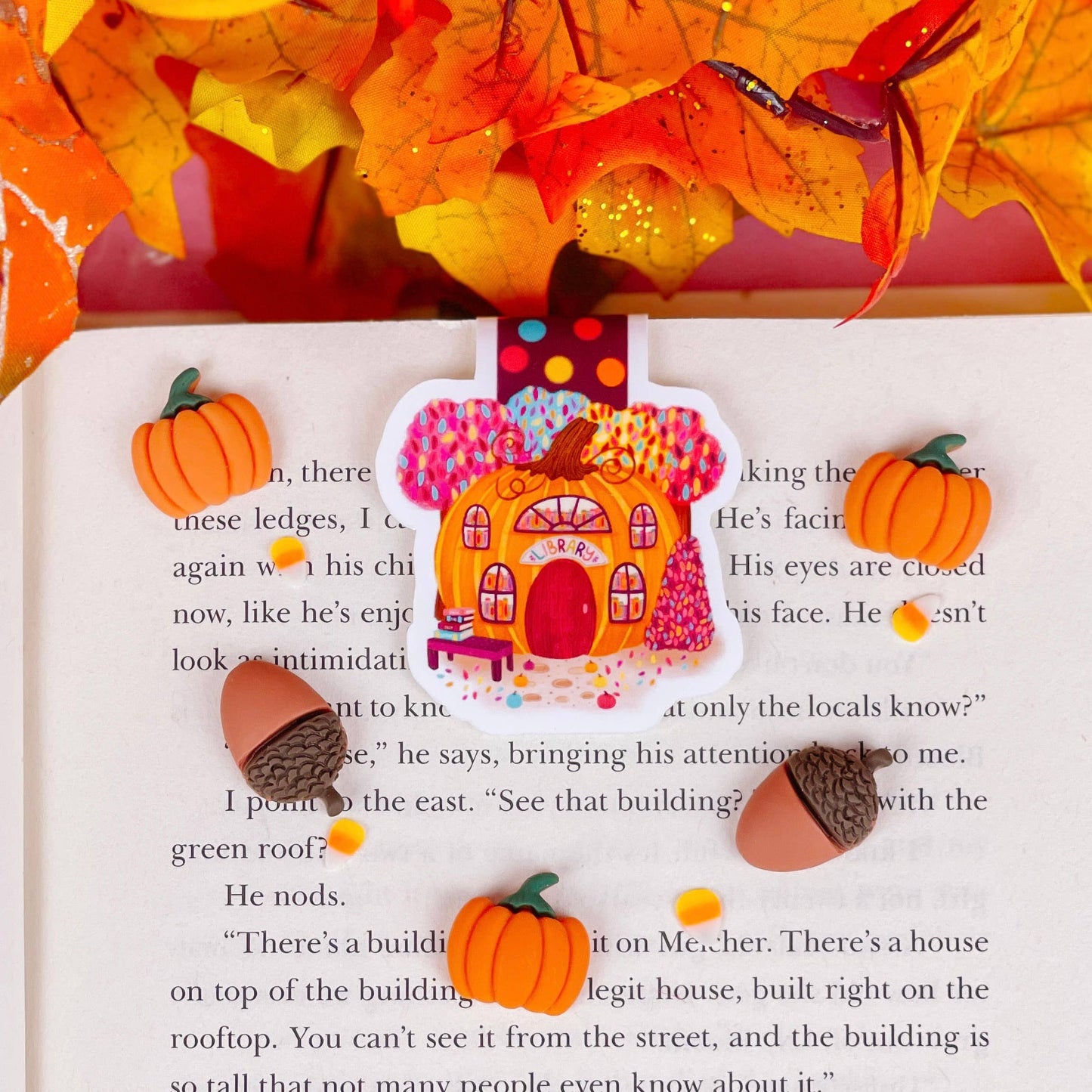Pumpkin Library Magnetic Bookmark