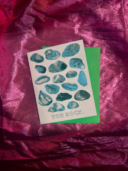You Rock. Risograph Greeting Card