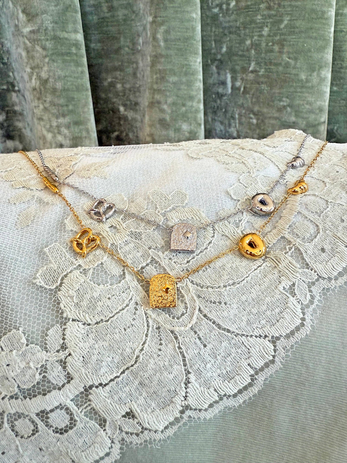 Bread Charm Necklace- Gold