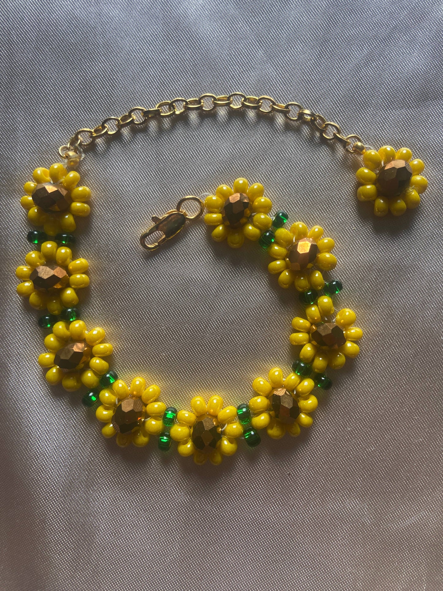 Daisy Chain Flower Bracelet Yellow Sunflowers