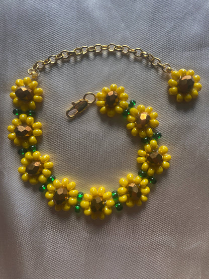 Daisy Chain Flower Bracelet Yellow Sunflowers