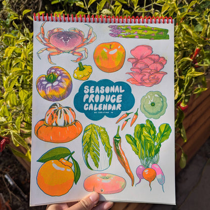 2026 Seasonal Produce Risograph Calendar- Christina Hu