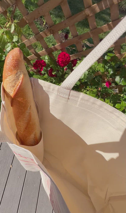 Hot Girls Eat Bread Tote Bag with Interior Baguette Pocket 🥖