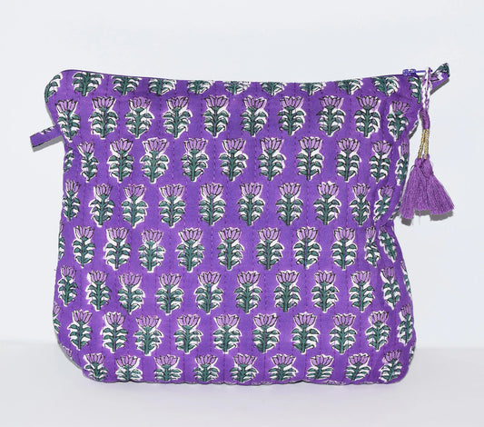 Amisha Design - Square Waterproof Toiletry Bag | Grape Blooms
