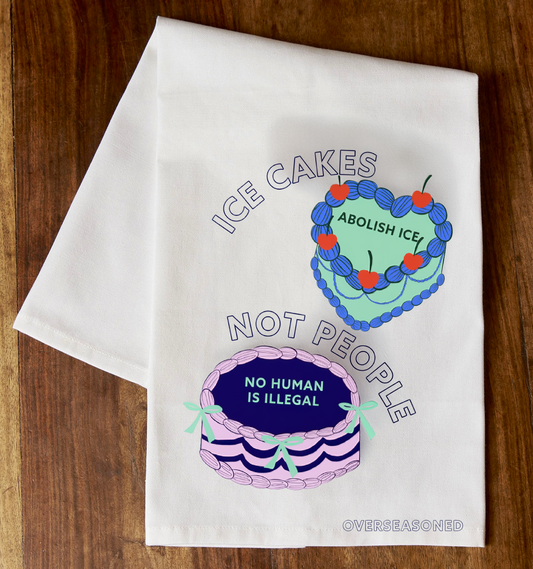 Icing Cakes Pro-Immigrant Tea Towel (presale)