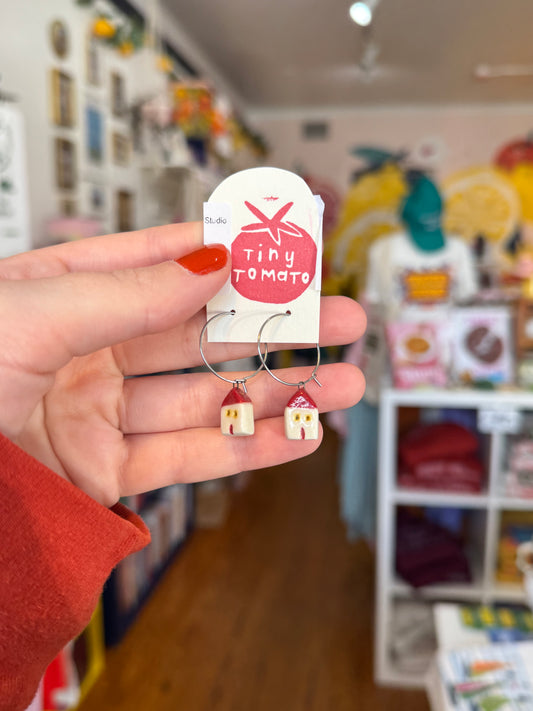 Red Houses Earrings - Tiny Tomato Studio