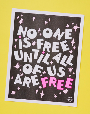 Ash + Chess - 11" x 14" No One Is Free Risograph Print