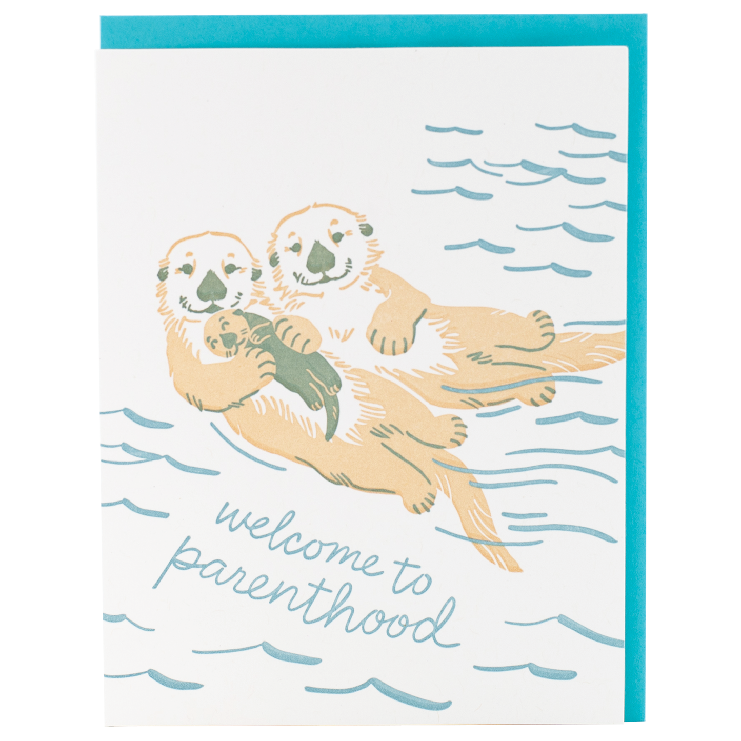 Otter Family Baby Card - Smudge Ink