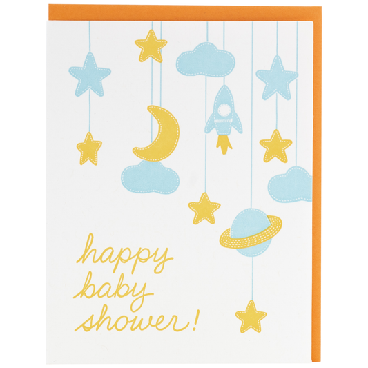 Space Mobile Baby Shower Card - Smudge Ink