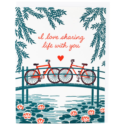 Bridge with Bikes Love Card - Smudge Ink