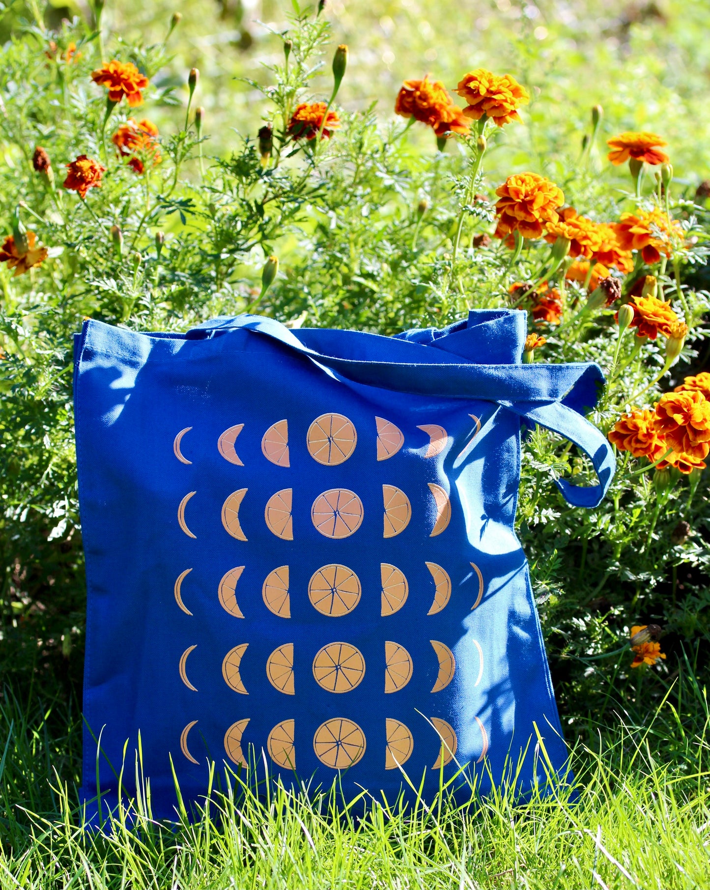 Tangerine Moon Phases Tote Bag